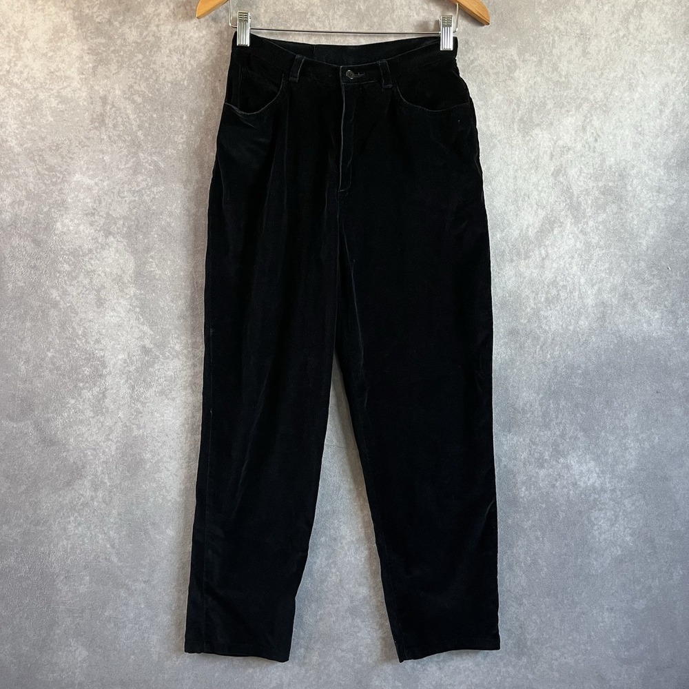 Lauren Ralph Lauren Velvet Pants Womens 6P Black High Rise Cotton Tapered VTG